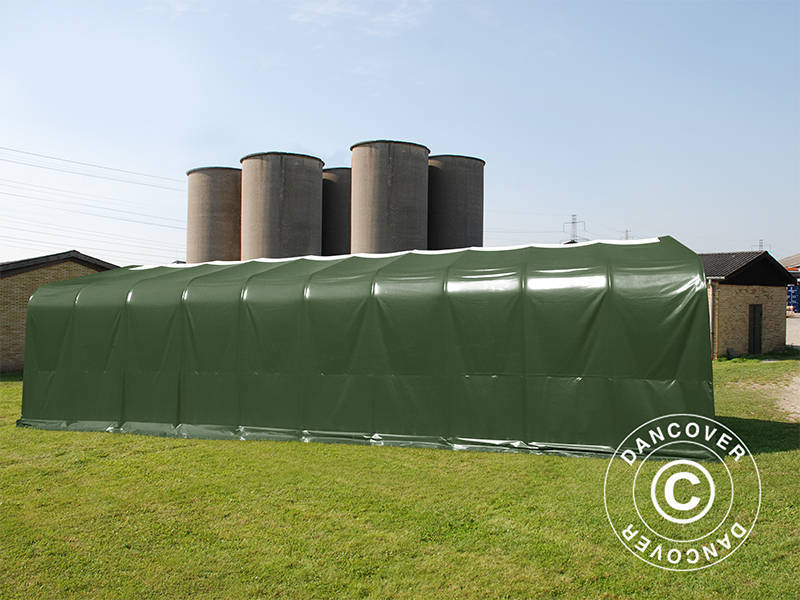 Storage shelter PRO 6x18x3.7 m PVC w/skylight, Green