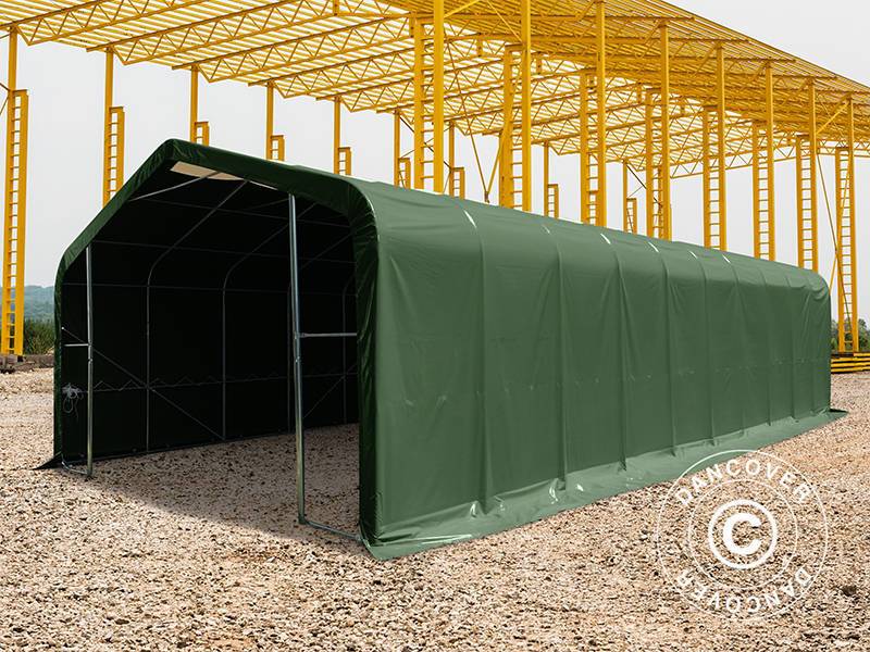 Storage shelter PRO 6x18x3.7 m PVC w/skylight, Green