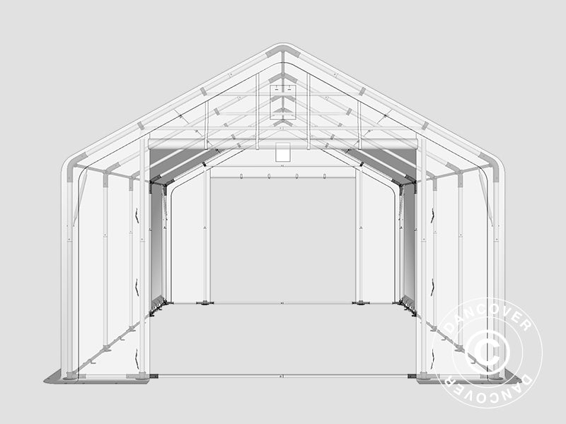 Storage shelter PRO 5x8x2x3.39 m, PVC, Green