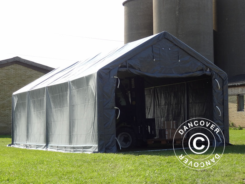 Storage shelter PRO 3x8x2x2.82 m, PVC, Grey