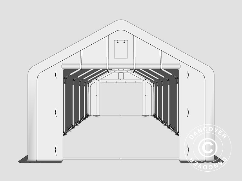 Storage shelter PRO 5x12x2x3.39 m, PVC, Grey