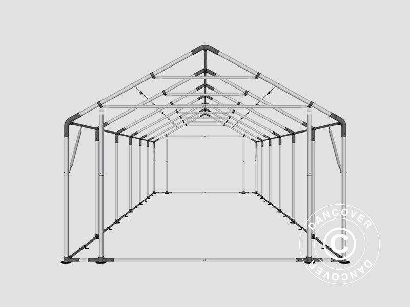 Storage shelter PRO 5x12x2x3.39 m, PVC, Grey