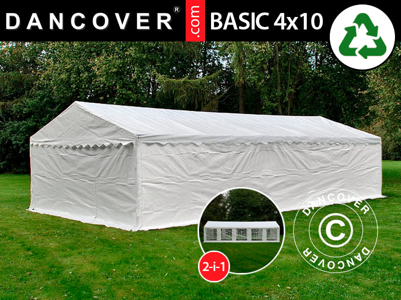Storage Tent Basic 2-in-1, 4x10 m PE 700, White