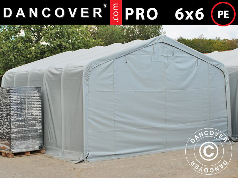 Storage shelter PRO 6x6x3.7 m, PE, Grey