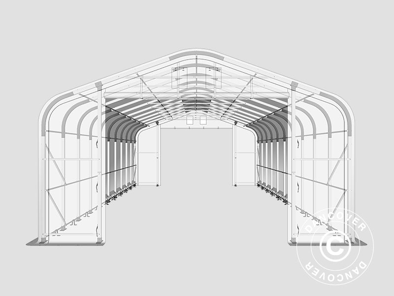 Storage shelter PRO 6x12x3.7 m PVC w/skylight, Green