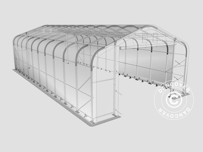 Storage shelter PRO 6x12x3.7 m PVC w/skylight, Grey