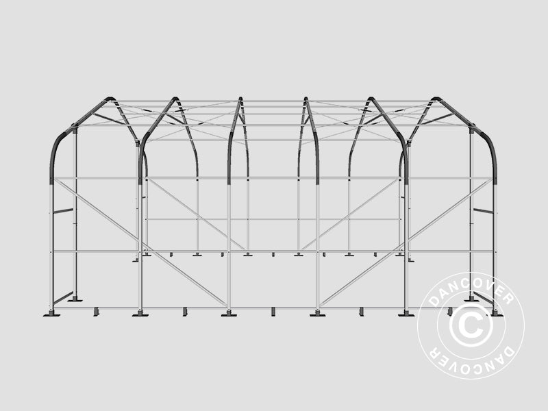 Storage shelter PRO 7x7x3.8 m PVC w/skylight, Grey