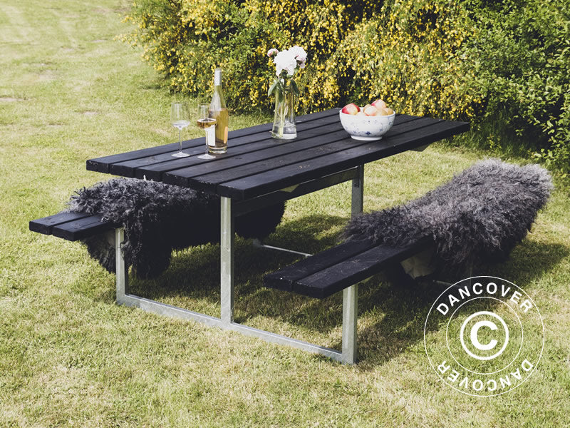 Picnic table, 1.4x1.75x0.72 m, Black