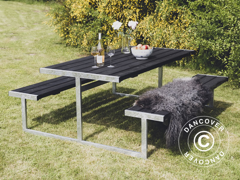 Picnic table, 1.85x1.8x0.72 m, Black