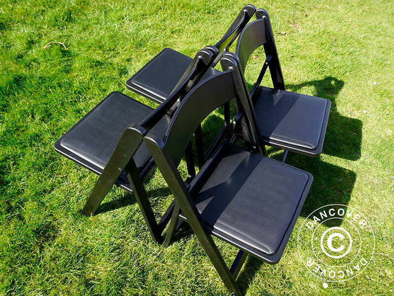 Padded Folding Chairs, Black, 44x46x77 cm, 24 pcs.