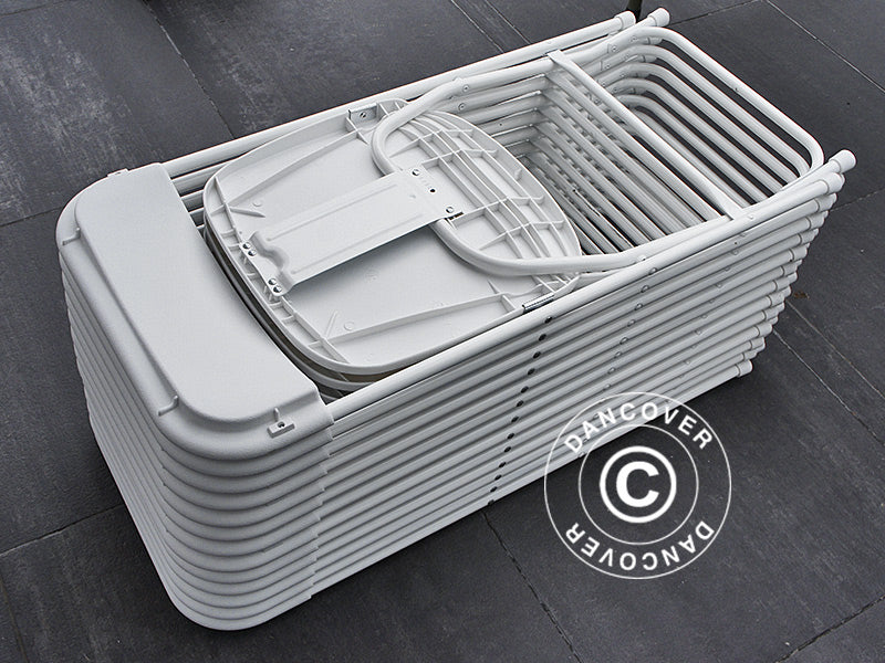 Party package, 1 folding table (180 cm) + 8 chairs, Light grey/White