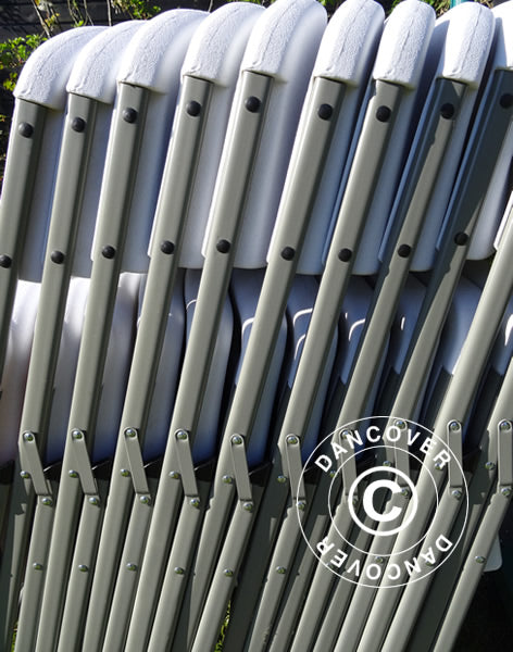 Party package, 1 folding table (180cm) + 8 chairs, Light grey/White