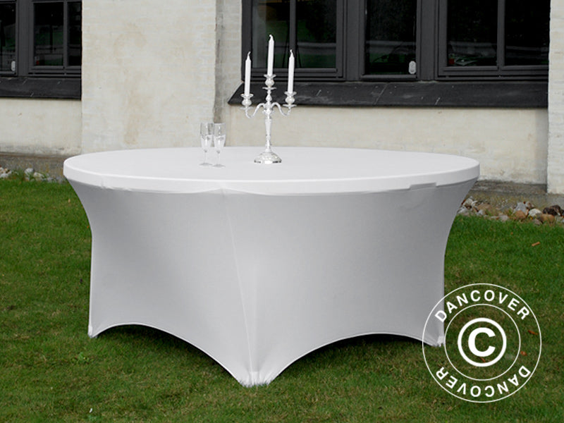 Stretch table cover Ø183x74 cm, White