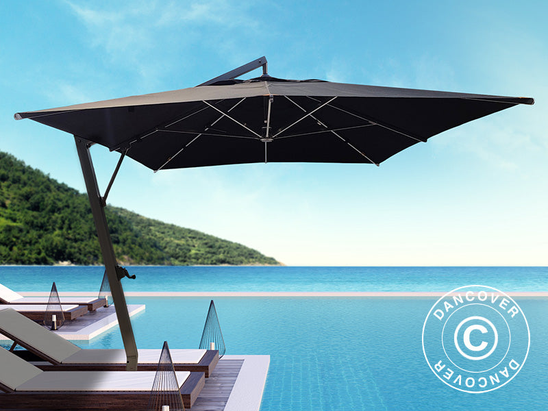 Cantilever parasol Antigua, 3x4 m, Black