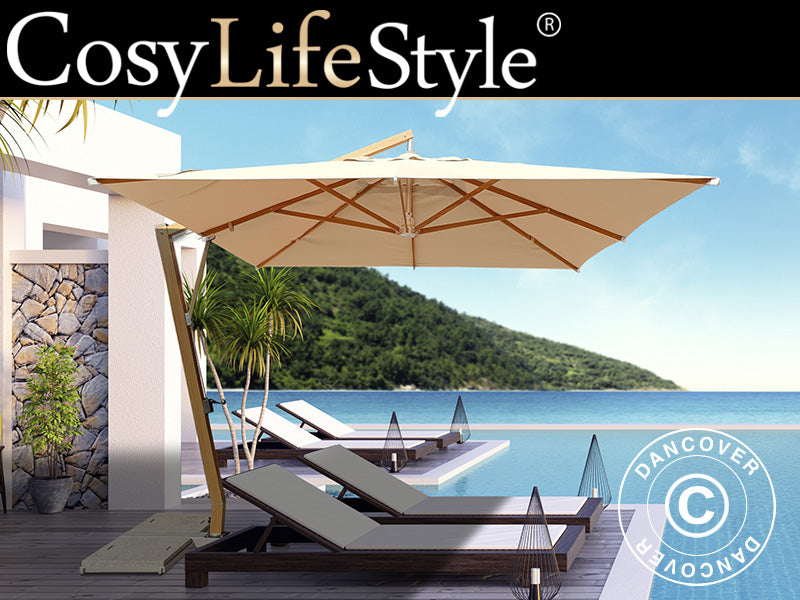 Cantilever parasol Antigua, 3x4 m, Sand