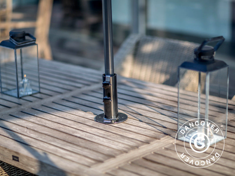 Parasol base for wooden terrace, Silver