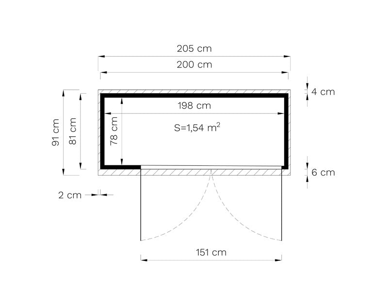 Wooden bike shed, Bertilo Multibox3, 2x0.82x1.63 m, 1.6 m²