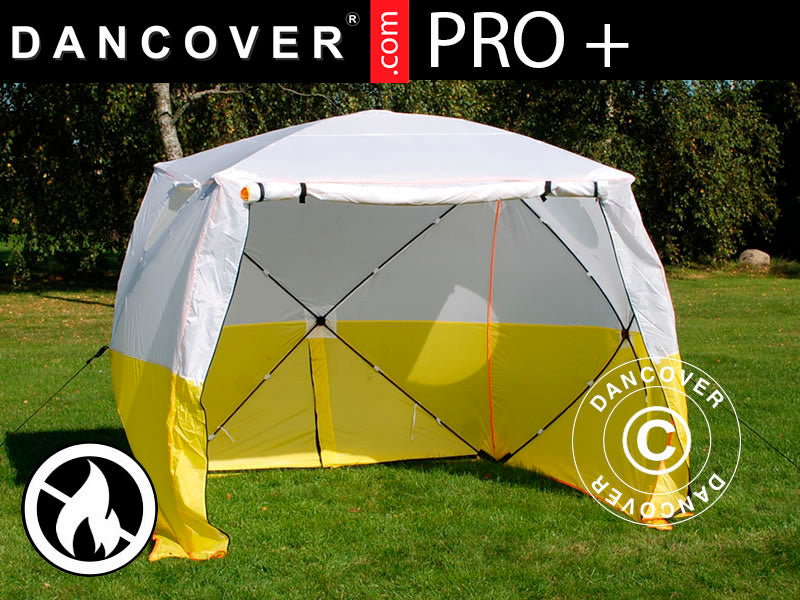 Work tent, FleXshelter PRO+, 1.8x1.8x2 m, PVC, Flame-retardant, Yellow/White