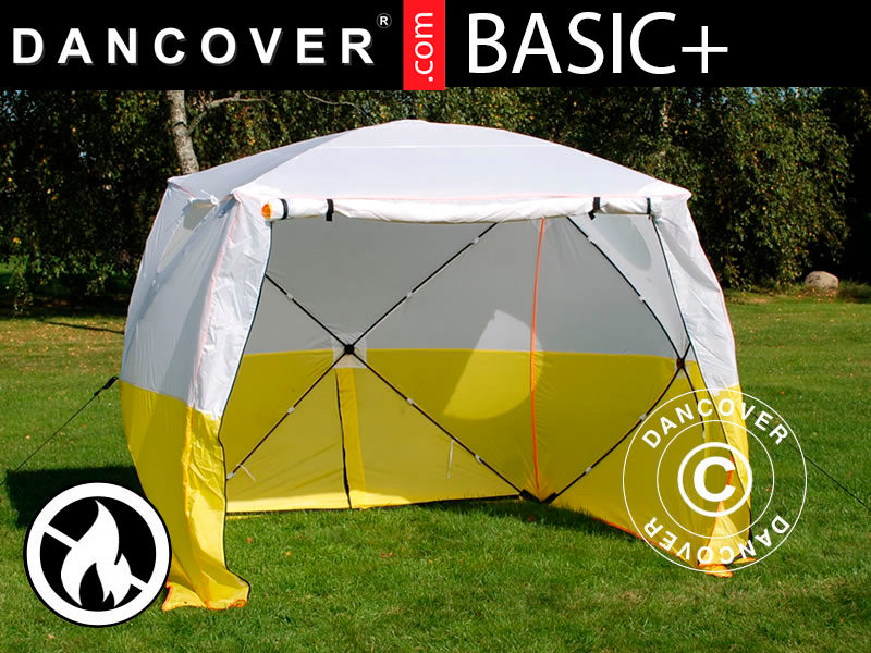 Work tent, FleXshelter Basic+, 3x3x2 m, Flame-retardant, Yellow/White