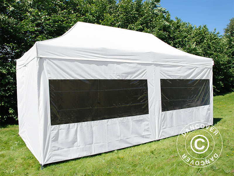 Pop up gazebo FleXtents PRO Steel 3x6 m White, incl. 6 sidewalls